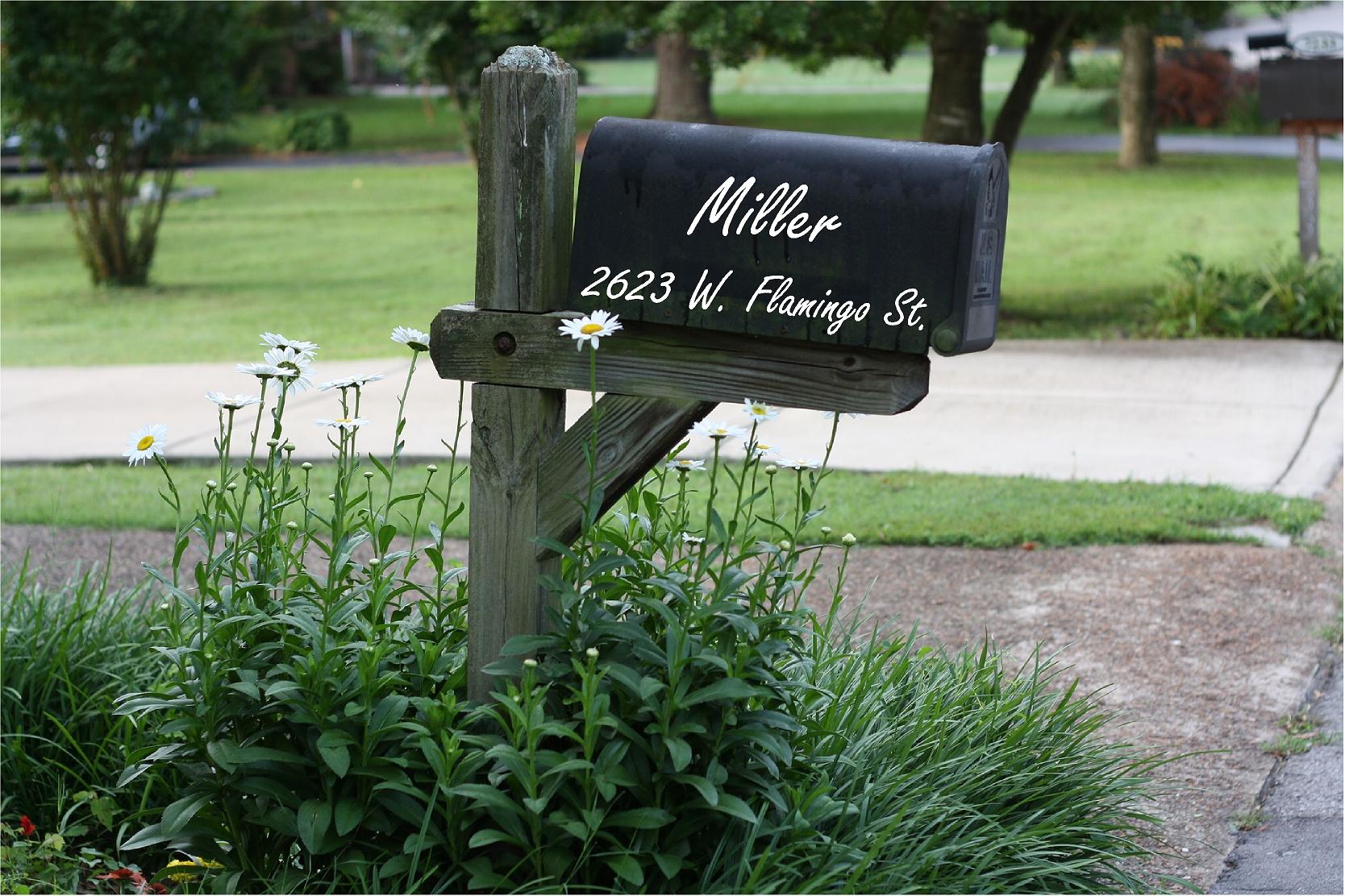 Mailbox name and address vinyl decal